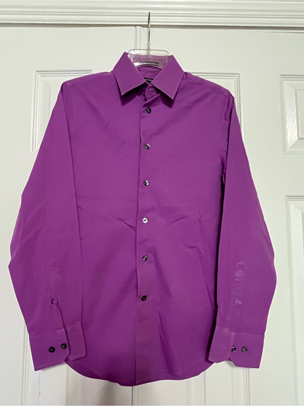 Express Men's Solid Purple Long-Sleeve Dress Shirt